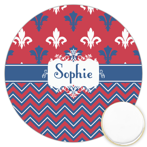 Custom Patriotic Fleur de Lis Printed Cookie Topper - 3.25" (Personalized)