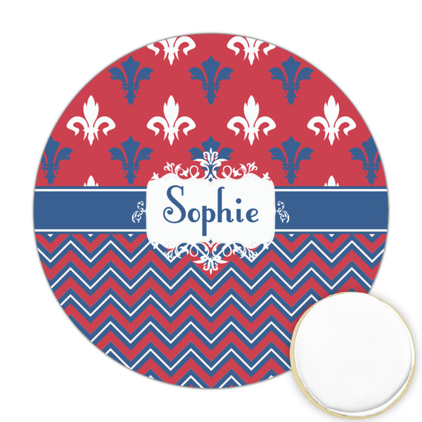 Custom Patriotic Fleur de Lis Printed Cookie Topper - Round (Personalized)