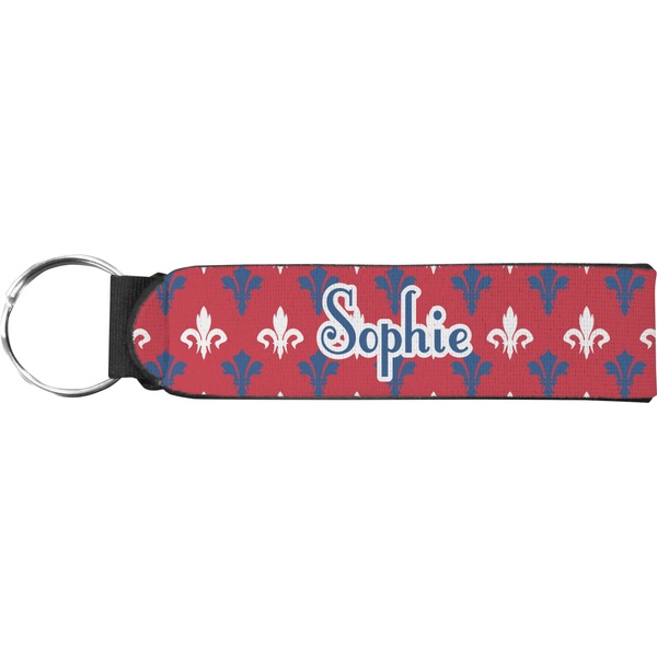 Custom Patriotic Fleur de Lis Neoprene Keychain Fob (Personalized)