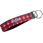 Patriotic Fleur de Lis Webbing Keychain Fob - Large (Personalized)