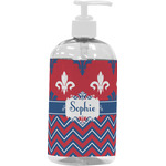 Patriotic Fleur de Lis Plastic Soap / Lotion Dispenser (16 oz - Large - White) (Personalized)