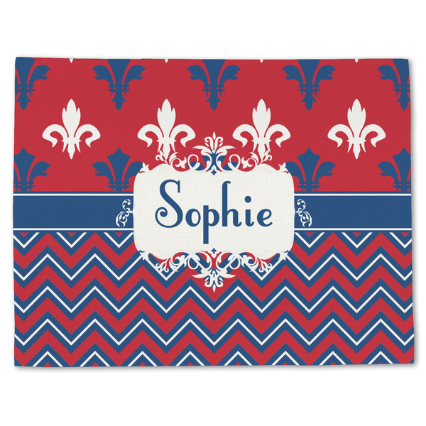 Custom Patriotic Fleur de Lis Single-Sided Linen Placemat - Single w/ Name or Text