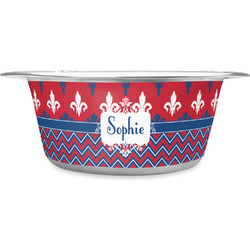 Patriotic Fleur de Lis Stainless Steel Dog Bowl - Small (Personalized)
