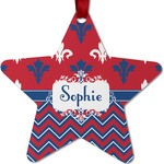 Patriotic Fleur de Lis Metal Star Ornament - Double Sided w/ Name or Text