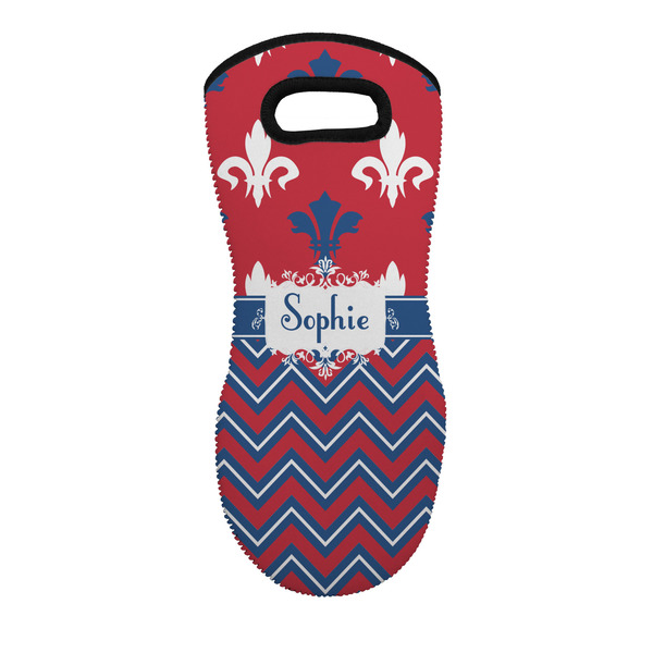 Custom Patriotic Fleur de Lis Neoprene Oven Mitt w/ Name or Text