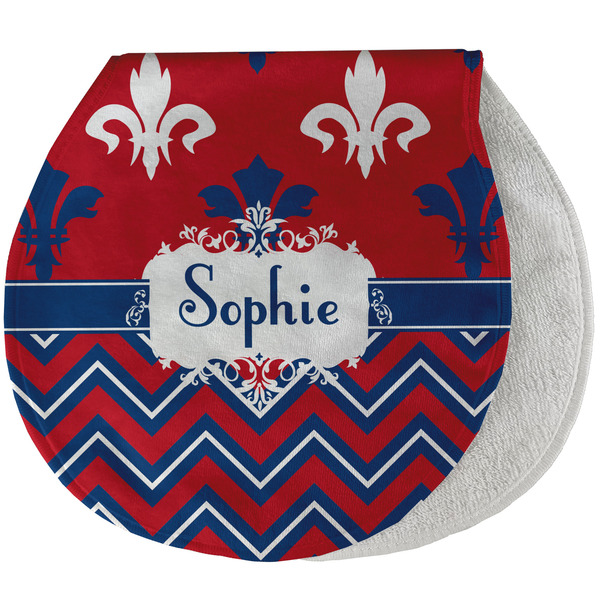 Custom Patriotic Fleur de Lis Burp Pad - Velour w/ Name or Text