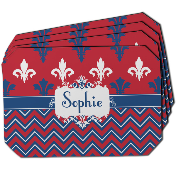 Custom Patriotic Fleur de Lis Dining Table Mat - Octagon w/ Name or Text