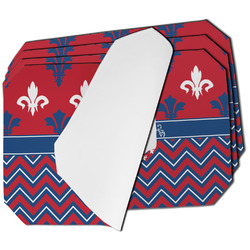 Patriotic Fleur de Lis Dining Table Mat - Octagon - Set of 4 (Single-Sided) w/ Name or Text