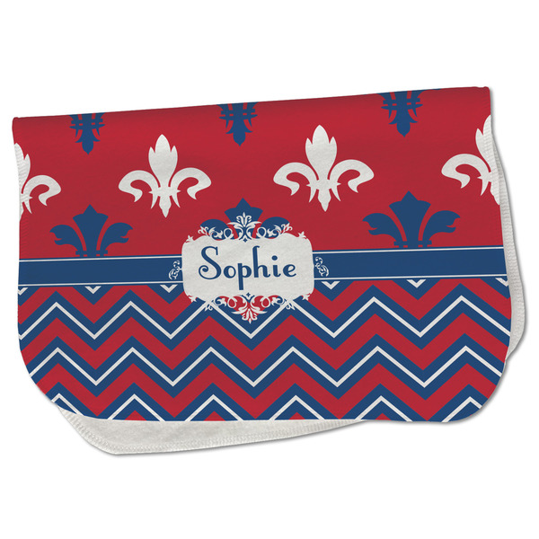 Custom Patriotic Fleur de Lis Burp Cloth - Fleece w/ Name or Text