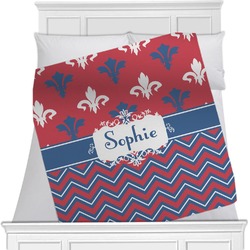 Patriotic Fleur de Lis Minky Blanket - Toddler / Throw - 60"x50" - Double Sided (Personalized)