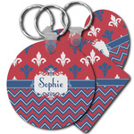 Patriotic Fleur de Lis Plastic Keychain (Personalized)