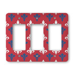 Patriotic Fleur de Lis Rocker Style Light Switch Cover - Three Switch