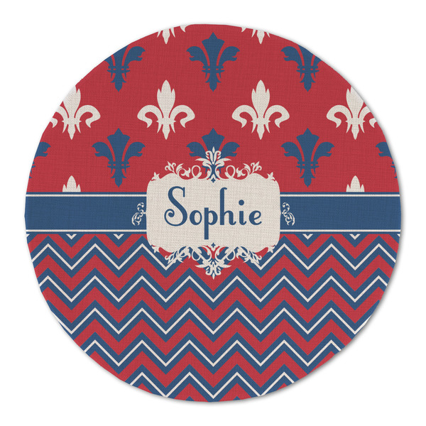 Custom Patriotic Fleur de Lis Round Linen Placemat (Personalized)