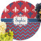 Patriotic Fleur de Lis Round Linen Placemats - Front (w flowers)