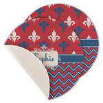 Patriotic Fleur de Lis Round Linen Placemat - Single Sided - Set of 4 (Personalized)