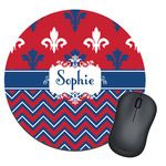 Patriotic Fleur de Lis Round Mouse Pad (Personalized)