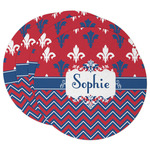 Patriotic Fleur de Lis Round Paper Coasters w/ Name or Text