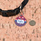 Patriotic Fleur de Lis Round Pet ID Tag - Small - In Context