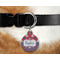 Patriotic Fleur de Lis Round Pet Tag on Collar & Dog