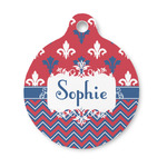 Patriotic Fleur de Lis Round Pet ID Tag - Small (Personalized)