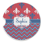 Patriotic Fleur de Lis Sandstone Car Coaster - Single (Personalized)