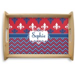 Patriotic Fleur de Lis Natural Wooden Tray - Small (Personalized)