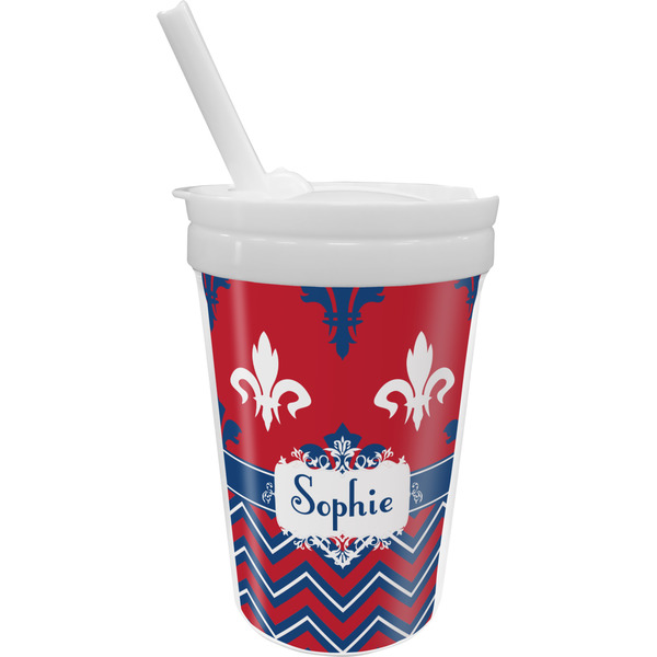 Custom Patriotic Fleur de Lis Sippy Cup with Straw (Personalized)