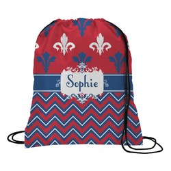 Patriotic Fleur de Lis Drawstring Backpack - Medium (Personalized)