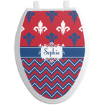 Patriotic Fleur de Lis Toilet Seat Decal - Elongated (Personalized)