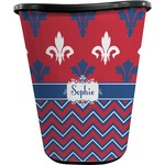 Patriotic Fleur de Lis Waste Basket - Single Sided (Black) (Personalized)