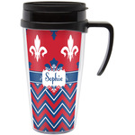 Patriotic Fleur de Lis Acrylic Travel Mug with Handle (Personalized)