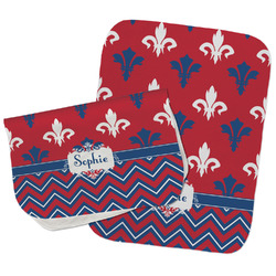 Patriotic Fleur de Lis Burp Cloths - Fleece - Set of 2 w/ Name or Text