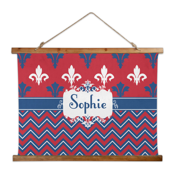 Custom Patriotic Fleur de Lis Wall Hanging Tapestry - Wide (Personalized)