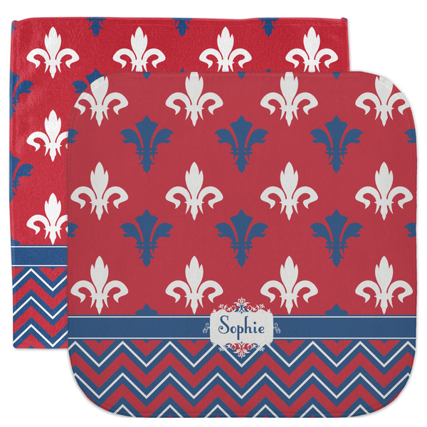 Custom Patriotic Fleur de Lis Facecloth / Wash Cloth (Personalized)