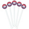 Patriotic Fleur de Lis White Plastic 5.5" Stir Stick - Fan View