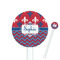 Patriotic Fleur de Lis White Plastic 5.5" Stir Stick - Round - Closeup