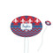 Patriotic Fleur de Lis White Plastic 7" Stir Stick - Oval - Closeup