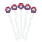 Patriotic Fleur de Lis White Plastic 7" Stir Stick - Round - Fan View