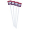 Patriotic Fleur de Lis White Plastic Stir Stick - Double Sided - Square - Front