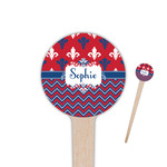 Patriotic Fleur de Lis 4" Round Wooden Food Picks - Double Sided (Personalized)