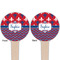 Patriotic Fleur de Lis Wooden 4" Food Pick - Round - Double Sided - Front & Back