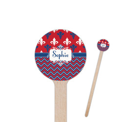 Patriotic Fleur de Lis 7.5" Round Wooden Stir Sticks - Double Sided (Personalized)