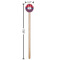 Patriotic Fleur de Lis Wooden 7.5" Stir Stick - Round - Dimensions