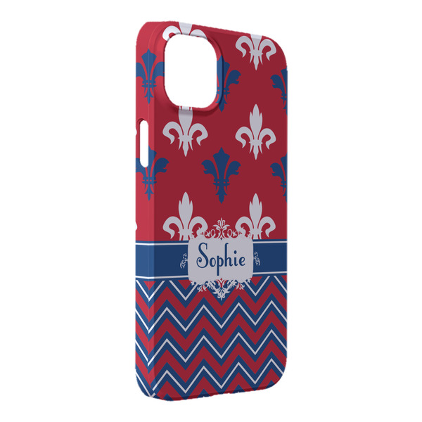 Custom Patriotic Fleur de Lis iPhone Case - Plastic - iPhone 14 Pro Max (Personalized)