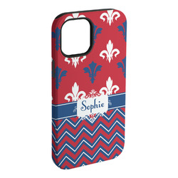 Patriotic Fleur de Lis iPhone Case - Rubber Lined - iPhone 15 Plus (Personalized)