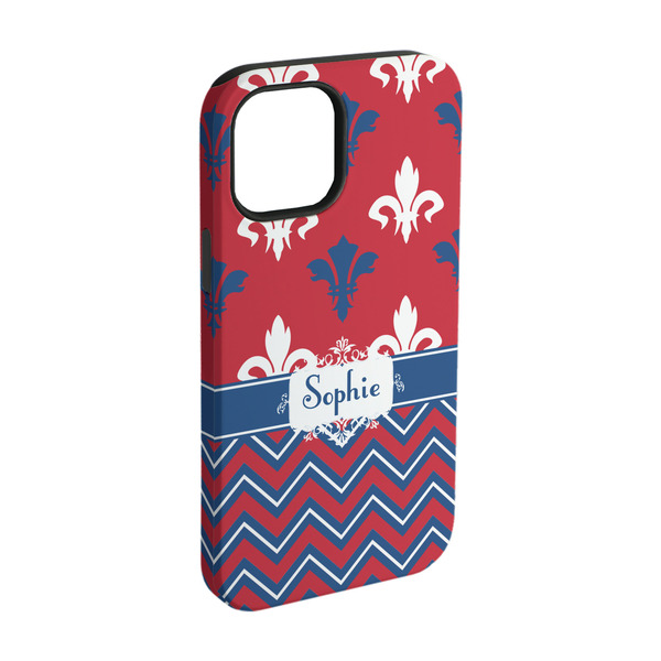 Custom Patriotic Fleur de Lis iPhone Case - Rubber Lined - iPhone 15 (Personalized)