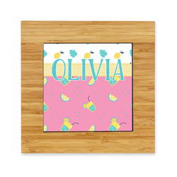 Summer Lemonade Bamboo Trivet with Ceramic Tile Insert (Personalized)