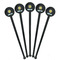 Summer Lemonade Black Plastic 7" Stir Stick - Round - Fan View