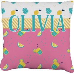 Summer Lemonade Faux-Linen Throw Pillow 16" (Personalized)