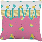 Summer Lemonade Faux-Linen Throw Pillow 18" (Personalized)